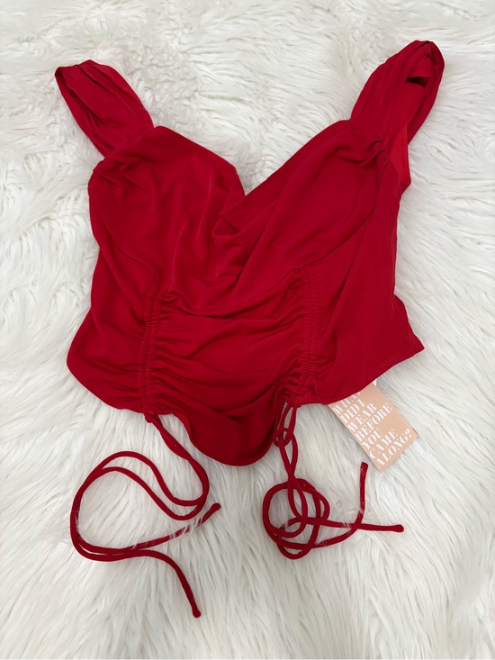 Tiger Mist Tops - Tiger Mist Red Cassidy Date Night Crop Top Ruched Front